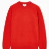 Clearance COS SWETER Z GOTOWANEJ WEŁNY Z WYCIĘCIEM POD SZYJĄ Jaskrawopomarańczowy