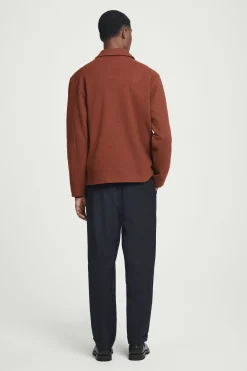 Hot COS SWETER Z MIESZANKI Z GOTOWANĄ WEŁNĄ Z SUWAKIEM Rdzawy