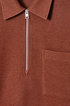 Hot COS SWETER Z MIESZANKI Z GOTOWANĄ WEŁNĄ Z SUWAKIEM Rdzawy