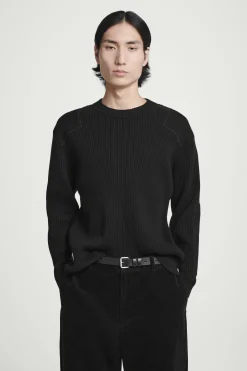 New COS SWETER Z MIESZANKI Z WEŁNĄ Z ŁATAMI Czarny