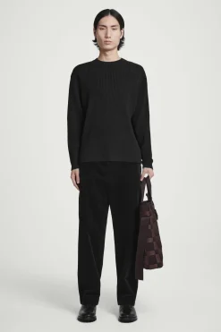 New COS SWETER Z MIESZANKI Z WEŁNĄ Z ŁATAMI Czarny