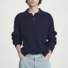 Best COS SWETER Z MIESZANKI ZE SKRĘCANEJ PRZĘDZY Z WEŁNĄ Granatowymelanż