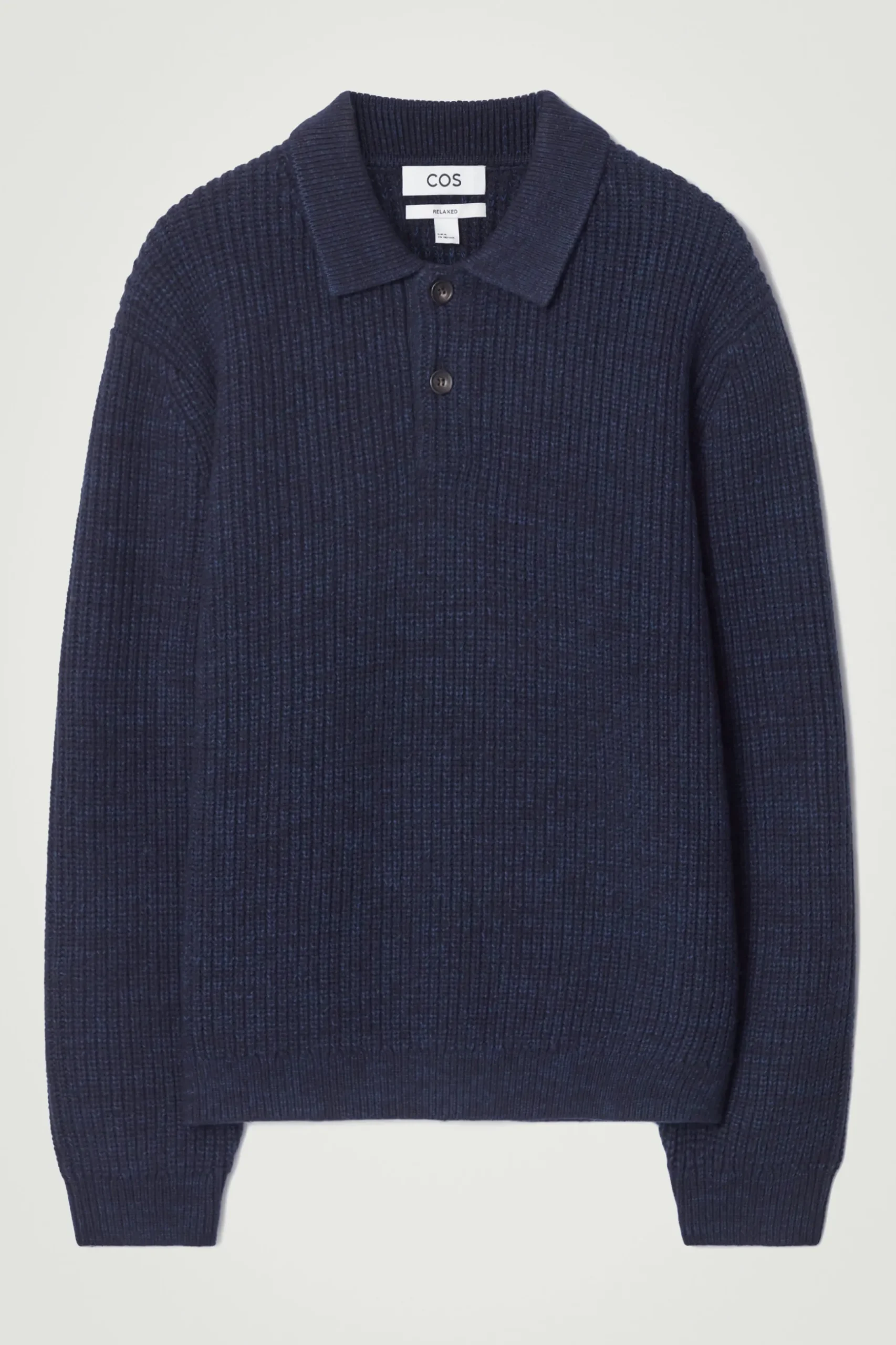 Best COS SWETER Z MIESZANKI ZE SKRĘCANEJ PRZĘDZY Z WEŁNĄ Granatowymelanż