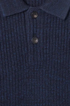 Best COS SWETER Z MIESZANKI ZE SKRĘCANEJ PRZĘDZY Z WEŁNĄ Granatowymelanż