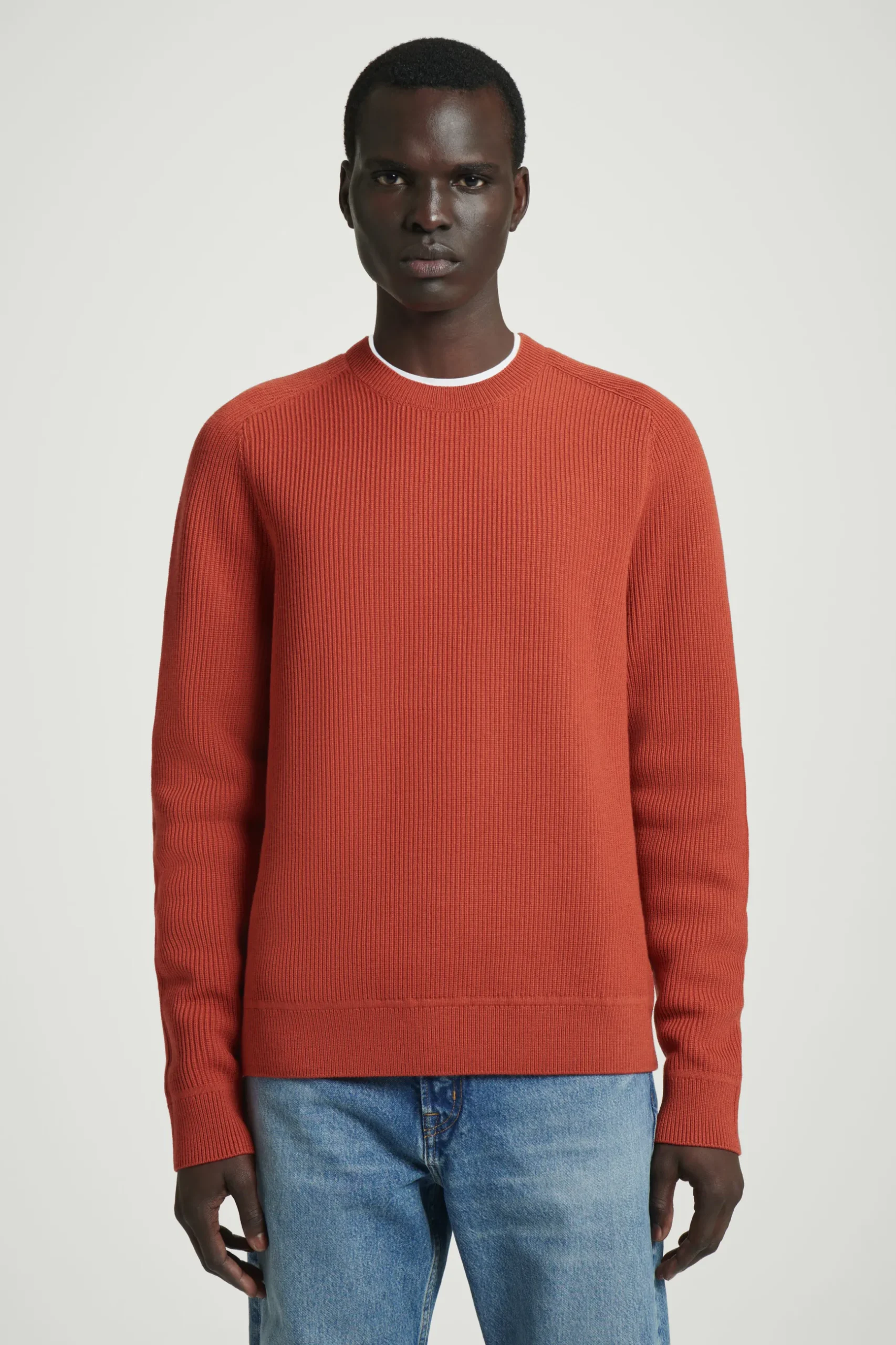 Discount COS SWETER Z PRĄŻKOWANEJ DZIANINY Z WEŁNĄ MERYNOSOWĄ Pomarańczowy