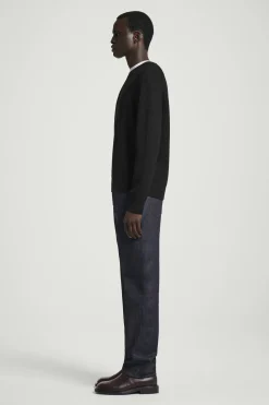 Best COS SWETER Z PRĄŻKOWANEJ DZIANINY Z WEŁNĄ MERYNOSOWĄ Czarny