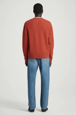 Discount COS SWETER Z PRĄŻKOWANEJ DZIANINY Z WEŁNĄ MERYNOSOWĄ Pomarańczowy