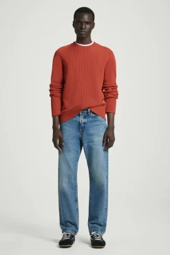 Discount COS SWETER Z PRĄŻKOWANEJ DZIANINY Z WEŁNĄ MERYNOSOWĄ Pomarańczowy
