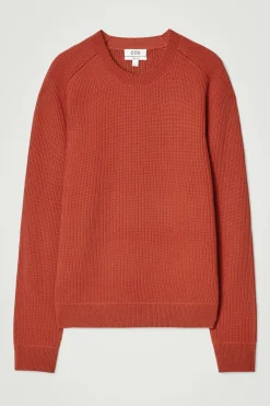 Discount COS SWETER Z PRĄŻKOWANEJ DZIANINY Z WEŁNĄ MERYNOSOWĄ Pomarańczowy