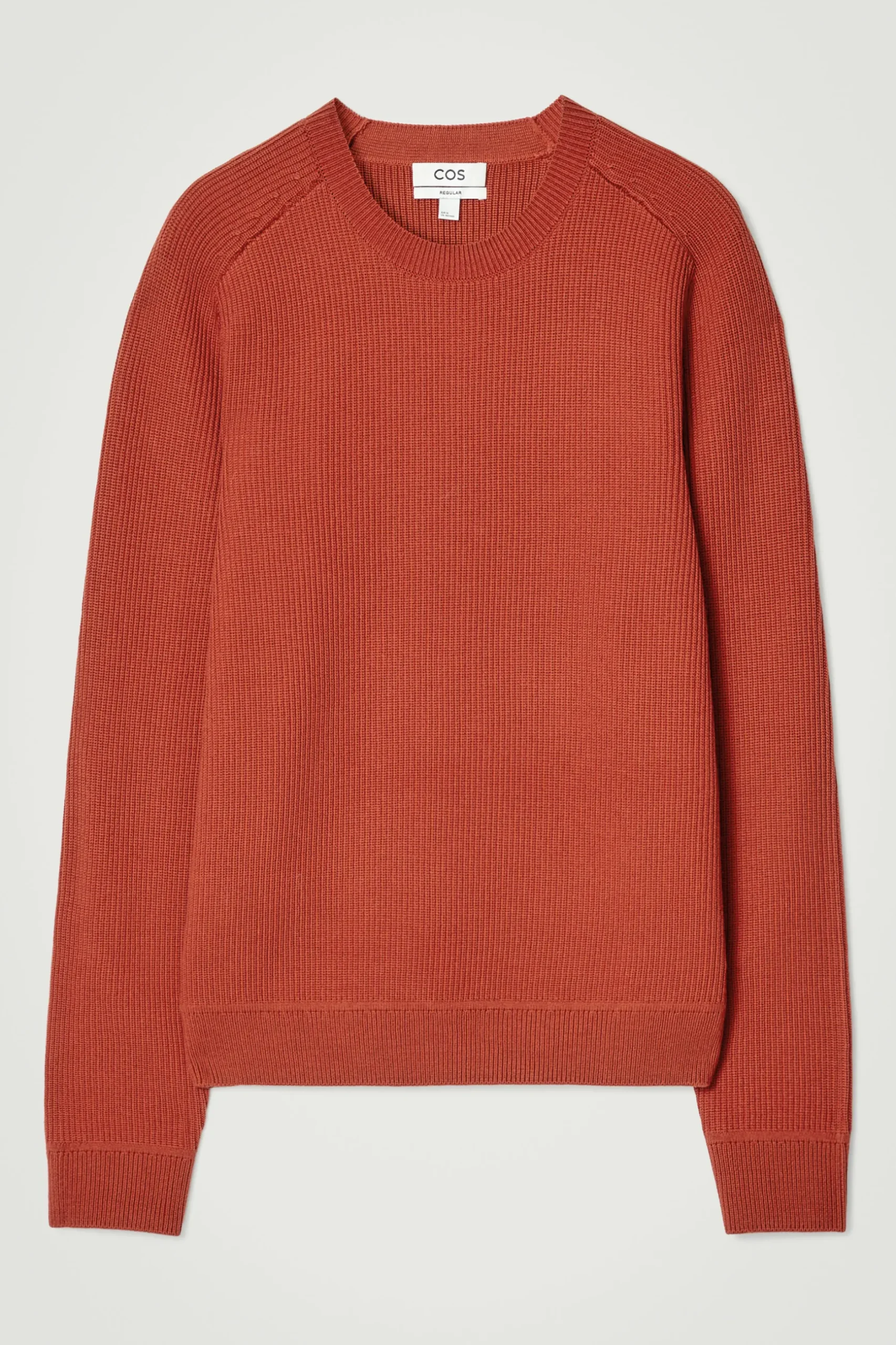 Discount COS SWETER Z PRĄŻKOWANEJ DZIANINY Z WEŁNĄ MERYNOSOWĄ Pomarańczowy
