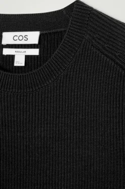Best COS SWETER Z PRĄŻKOWANEJ DZIANINY Z WEŁNĄ MERYNOSOWĄ Czarny