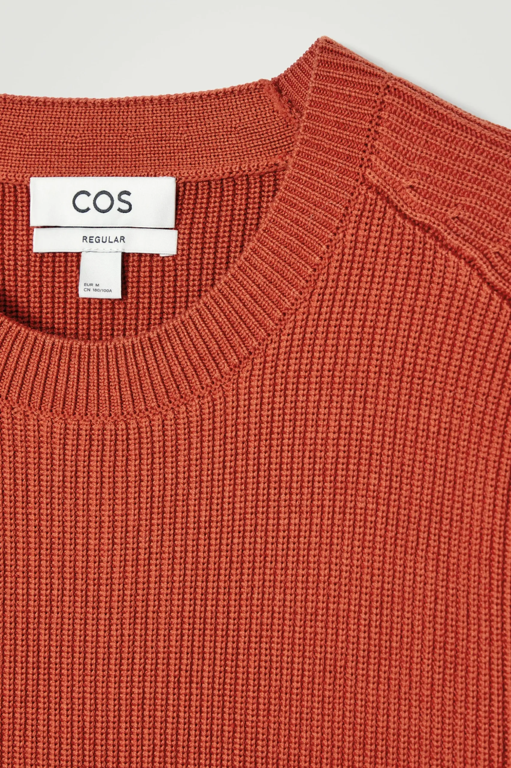 Discount COS SWETER Z PRĄŻKOWANEJ DZIANINY Z WEŁNĄ MERYNOSOWĄ Pomarańczowy