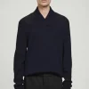 Clearance COS SWETER Z WEŁNĄ MERYNOSOWĄ Z SZALOWYM KOŁNIERZEM Granatowy