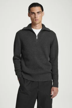Sale COS SWETER Z WEŁNY I BAWEŁNY Z KRÓTKIM SUWAKIEM Ciemnoszary