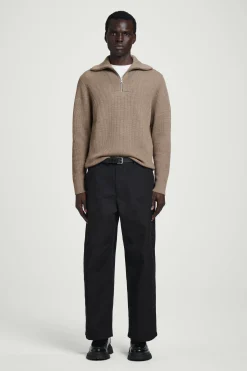 Hot COS SWETER Z WEŁNY I BAWEŁNY Z KRÓTKIM SUWAKIEM Beżowy