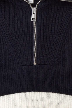 Fashion COS SWETER Z WEŁNY I BAWEŁNY Z KRÓTKIM SUWAKIEM Granatowy