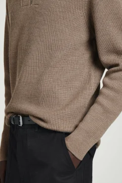 Hot COS SWETER Z WEŁNY I BAWEŁNY Z KRÓTKIM SUWAKIEM Beżowy