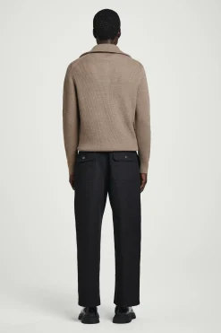 Hot COS SWETER Z WEŁNY I BAWEŁNY Z KRÓTKIM SUWAKIEM Beżowy