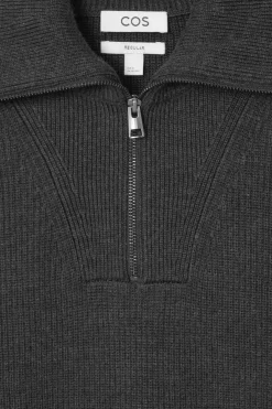 Sale COS SWETER Z WEŁNY I BAWEŁNY Z KRÓTKIM SUWAKIEM Ciemnoszary