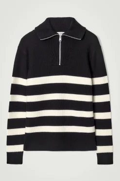 Fashion COS SWETER Z WEŁNY I BAWEŁNY Z KRÓTKIM SUWAKIEM