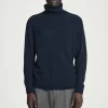 Clearance COS SWETER Z WEŁNY I KASZMIRU Z WYWIJANYM GOLFEM Granatowy