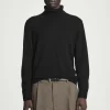 New COS SWETER Z WEŁNY I KASZMIRU Z WYWIJANYM GOLFEM Czarny