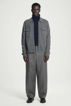 Clearance COS SWETER Z WEŁNY I KASZMIRU Z WYWIJANYM GOLFEM Granatowy