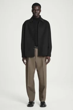 New COS SWETER Z WEŁNY I KASZMIRU Z WYWIJANYM GOLFEM Czarny