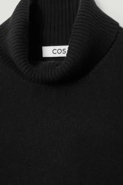 New COS SWETER Z WEŁNY I KASZMIRU Z WYWIJANYM GOLFEM Czarny