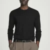 Discount COS SWETER Z WEŁNY MERINO – SLIM FIT Czarny