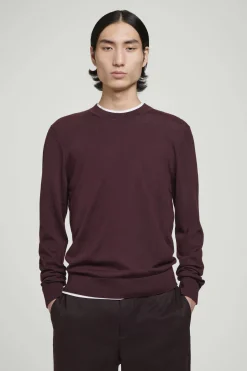 Discount COS SWETER Z WEŁNY MERINO – SLIM FIT Burgundowy