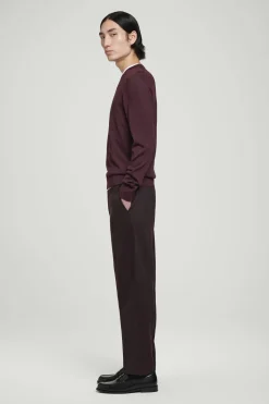 Discount COS SWETER Z WEŁNY MERINO – SLIM FIT Burgundowy