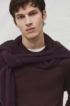 Discount COS SWETER Z WEŁNY MERINO – SLIM FIT Burgundowy