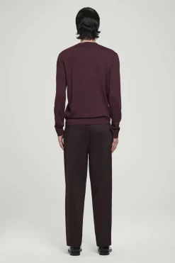 Discount COS SWETER Z WEŁNY MERINO – SLIM FIT Burgundowy