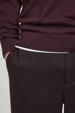 Discount COS SWETER Z WEŁNY MERINO – SLIM FIT Burgundowy