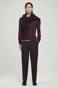 Discount COS SWETER Z WEŁNY MERINO – SLIM FIT Burgundowy