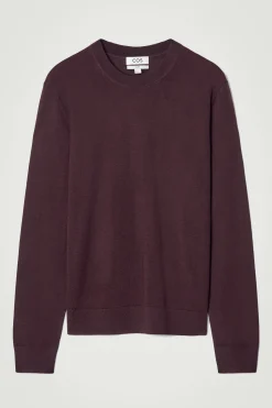 Discount COS SWETER Z WEŁNY MERINO – SLIM FIT Burgundowy