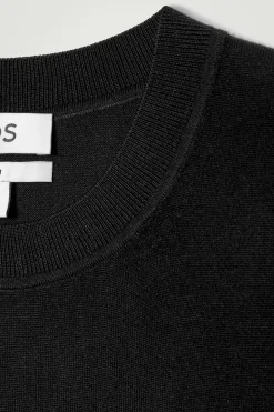 Discount COS SWETER Z WEŁNY MERINO – SLIM FIT Czarny