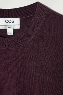 Discount COS SWETER Z WEŁNY MERINO – SLIM FIT Burgundowy