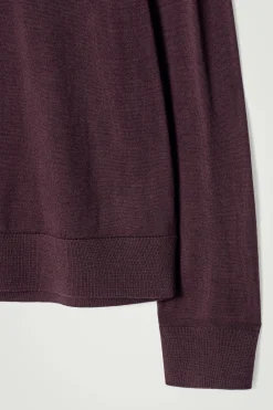 Discount COS SWETER Z WEŁNY MERINO – SLIM FIT Burgundowy