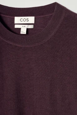 Discount COS SWETER Z WEŁNY MERINO – SLIM FIT Burgundowy
