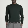 Outlet COS SWETER Z WEŁNY MERINO ZE STÓJKĄ – SLIM FIT Ciemnozielony