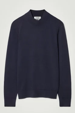 Clearance COS SWETER Z WEŁNY MERINO ZE STÓJKĄ – SLIM FIT Granatowy