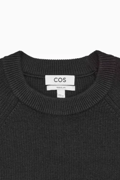 Online COS SWETER Z WYCIĘCIEM POD SZYJĄ Z MIESZANKI Z WEŁNĄ Czarny