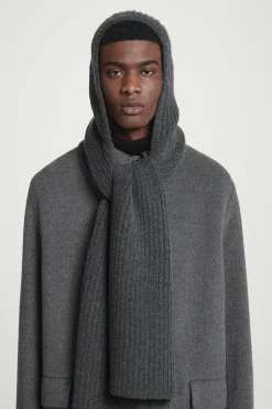 Fashion COS SZALIK Z KAPTUREM Z DZIANINY Z KASZMIREM Antracytowy