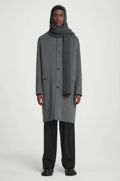 Fashion COS SZALIK Z KAPTUREM Z DZIANINY Z KASZMIREM Antracytowy