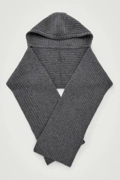 Fashion COS SZALIK Z KAPTUREM Z DZIANINY Z KASZMIREM Antracytowy