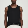 New COS TEXTURED COTTONJERSEY TANK TOP Czarny