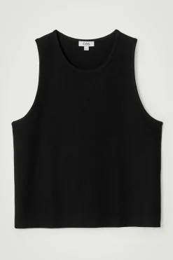 New COS TEXTURED COTTONJERSEY TANK TOP Czarny