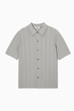 Best COS TEXTURED STRIPED KNITTED SHIRT Grey
